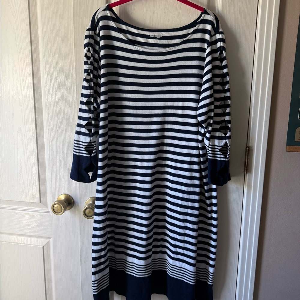 Kim Rogers Navy and White Striped dress